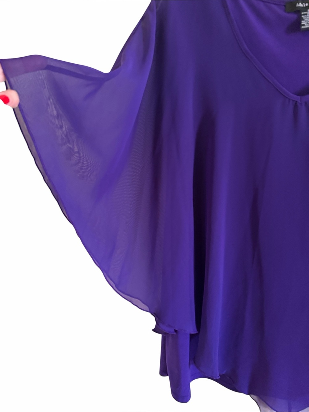 ADELE & MAY ROYAL PURPLE CHIFFON LAYERED TOP Size XL - Picture 6 of 10